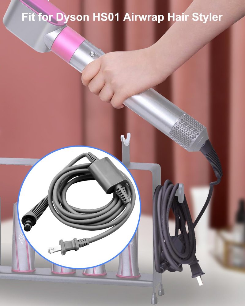 Curly Hair Rod Power Cord Fit for Dyson HS01 Airwrap Hair Styler, 106" Curling Iron AC Charger Replacement Cable, Curler Hair Roller Adapter Plug Line Repair Set