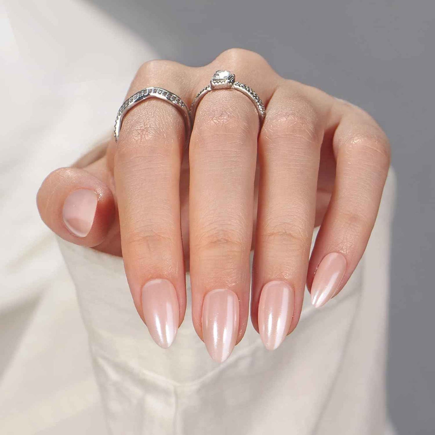 Soft Gel Chrome Press On Nails - Reusable Fake Nails with Glue, Perfect Fit & Stylish Nudies
