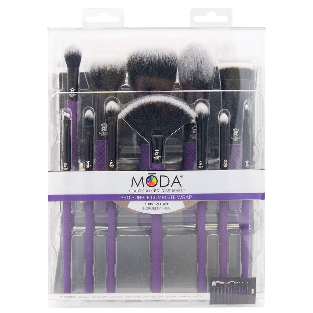 Professional 13-Piece Purple Makeup Brush Kit | Full Face & Eye Brushes with Travel Wrap