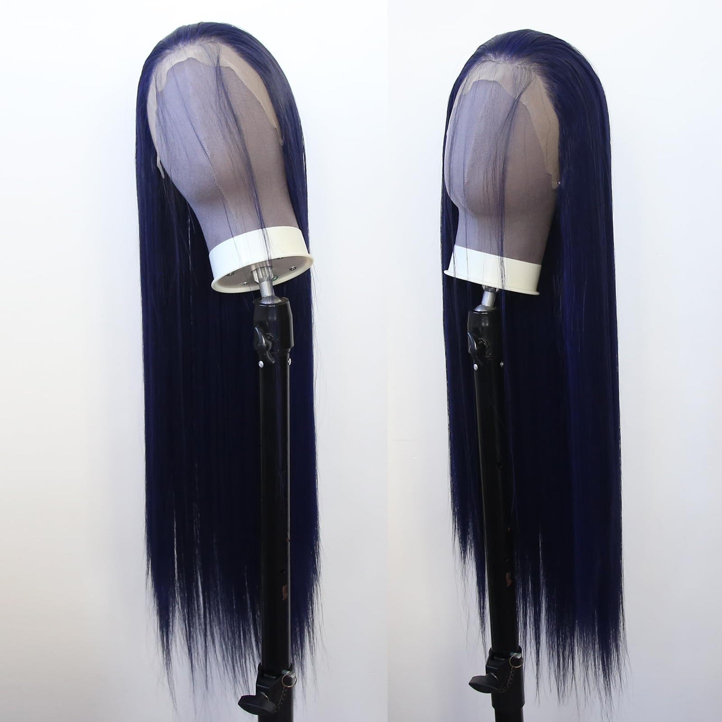 zigzag hair Dark Blue Wig Long Straight Navy Blue Synthetic Lace Front Wigs for Fashion Women Pre Plucked with Natural Hairline Heat Resistant Fiber Hair Glueless Synthetic Lace Wig (Dark Blue)