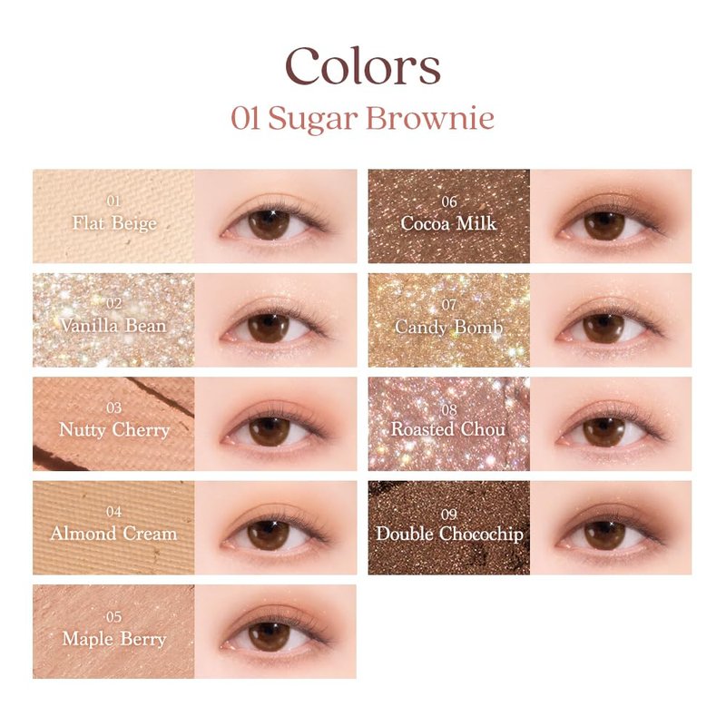 dasique Shadow Palette #01 Sugar Brownie I Cruelty-Free I 9 Blendable Shades in Smooth Matte and Shimmer Finishes with Gorgeous Pearls