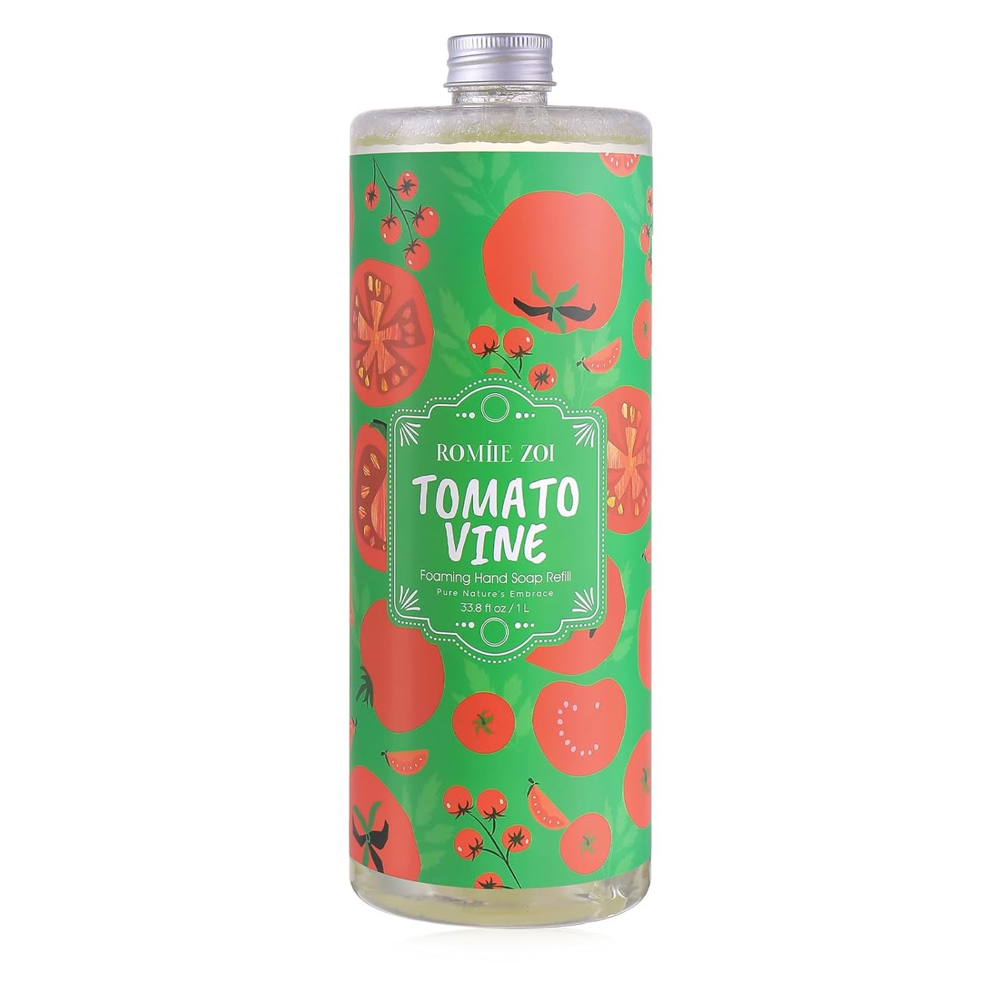 Tomato Vine Foaming Hand Soap Refill Set – 3 Pack (33.8 Fl Oz Each) – Chemical-Free & Moisturizing with Refillable Dispenser for Kitchen & Bathroom