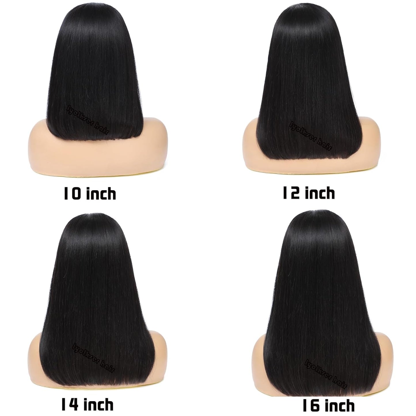 13x4 Lace Front Wig - Indian Remy Straight Bob, Pre-Plucked, Natural Color | 10 Inch