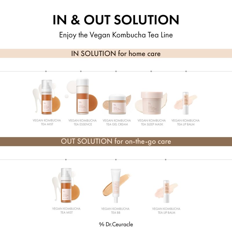 Dr.Ceuracle Vegan Kombucha Tea Essence and Gel Cream - Korean Skincare Gift Set for Holiday (Special Set)