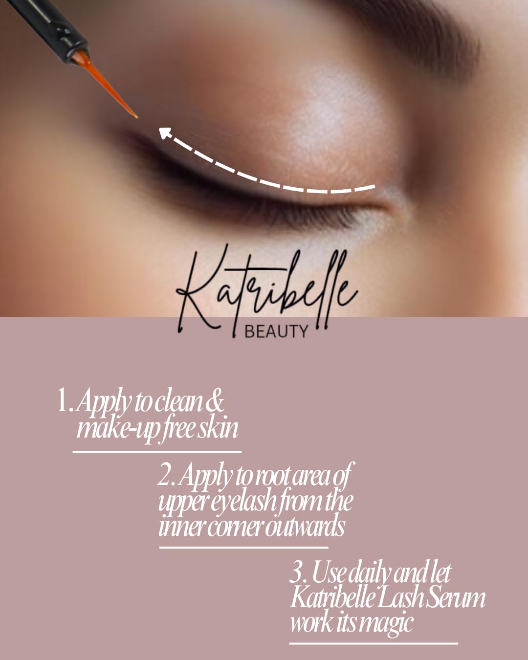 Katribelle Beauty - Eyelash Growth Serum: Eyelash Serum To Grow Lashes - Boost Growth Regrowth For Longer, Thicker, Fuller-Looking Lashes - 100% Vegan Formula With Biotin & Peptides 3ML