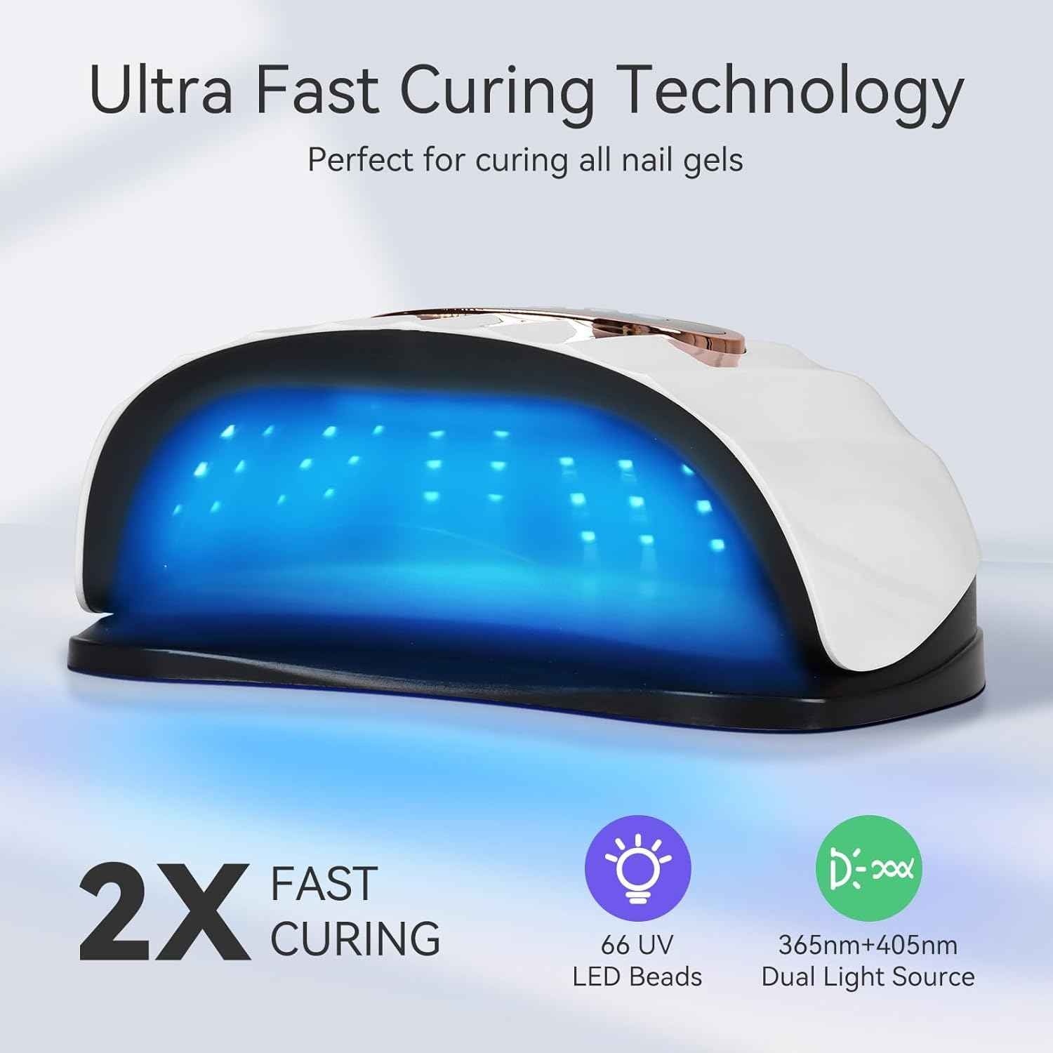 54W UV LED Nail Lamp - Quick-Dry Nail Polish Dryer with 4 Timer Settings for Gel Nails & DIY Nail Art