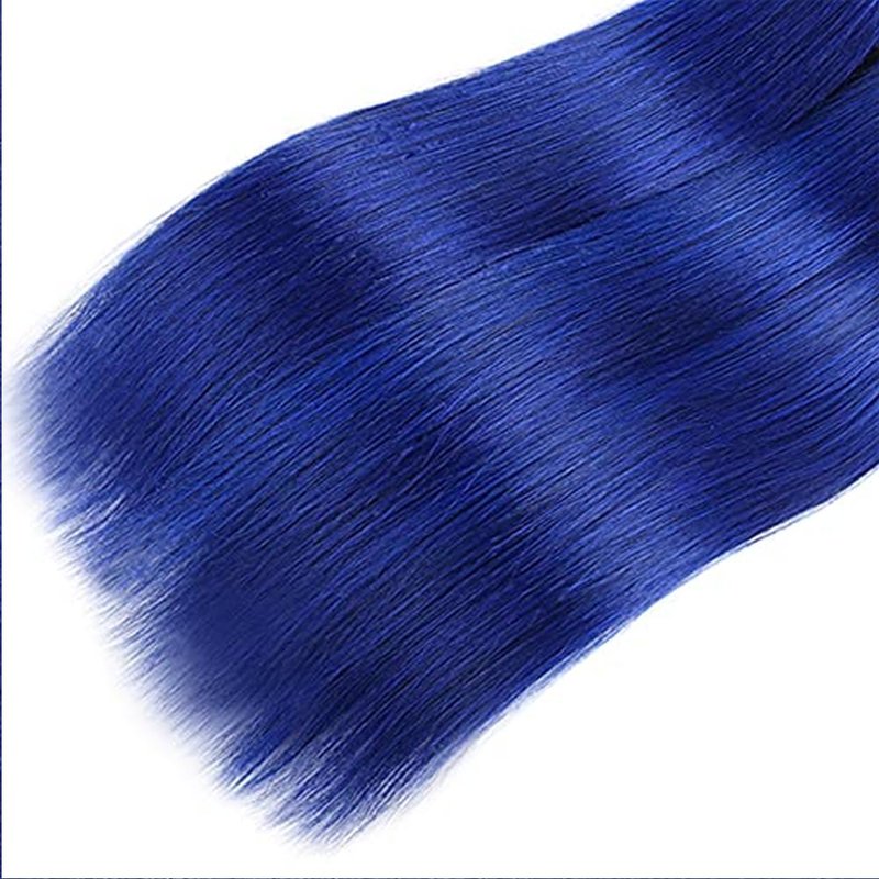 Pure Blue Bundles Human Hair Blue Straight 3 Bundles 24 26 28 inch Unprocessed Brazilian Virgin Human Hair Extensions 300g