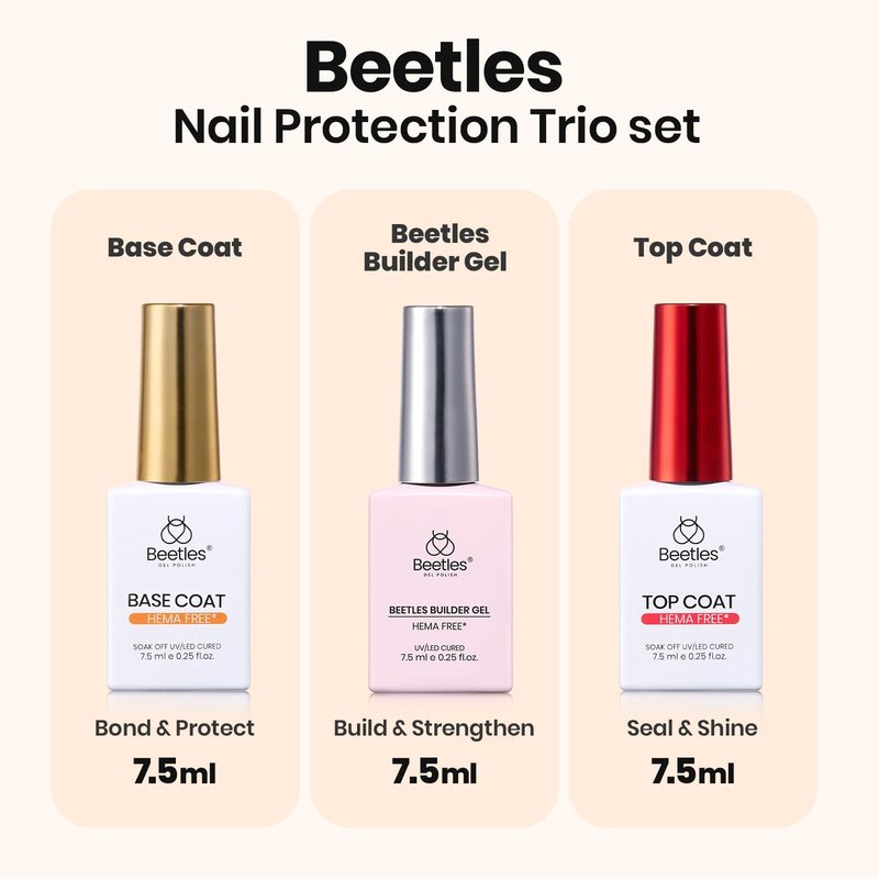 Beetles Builder Gel Nails Kit HEMA Free & Handheld Nail Lamp,8 in 1 Clear Natural Nude Building Gel with Base Top Coat,for Thickening Strengthening Building Apex for Beginner DIY Salon at Home Gifts