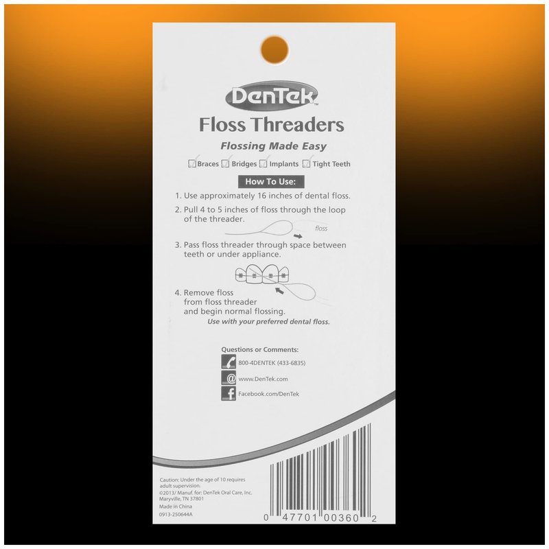 DenTek Floss Threaders for Braces, Bridges & Dental Implants, 50 Count