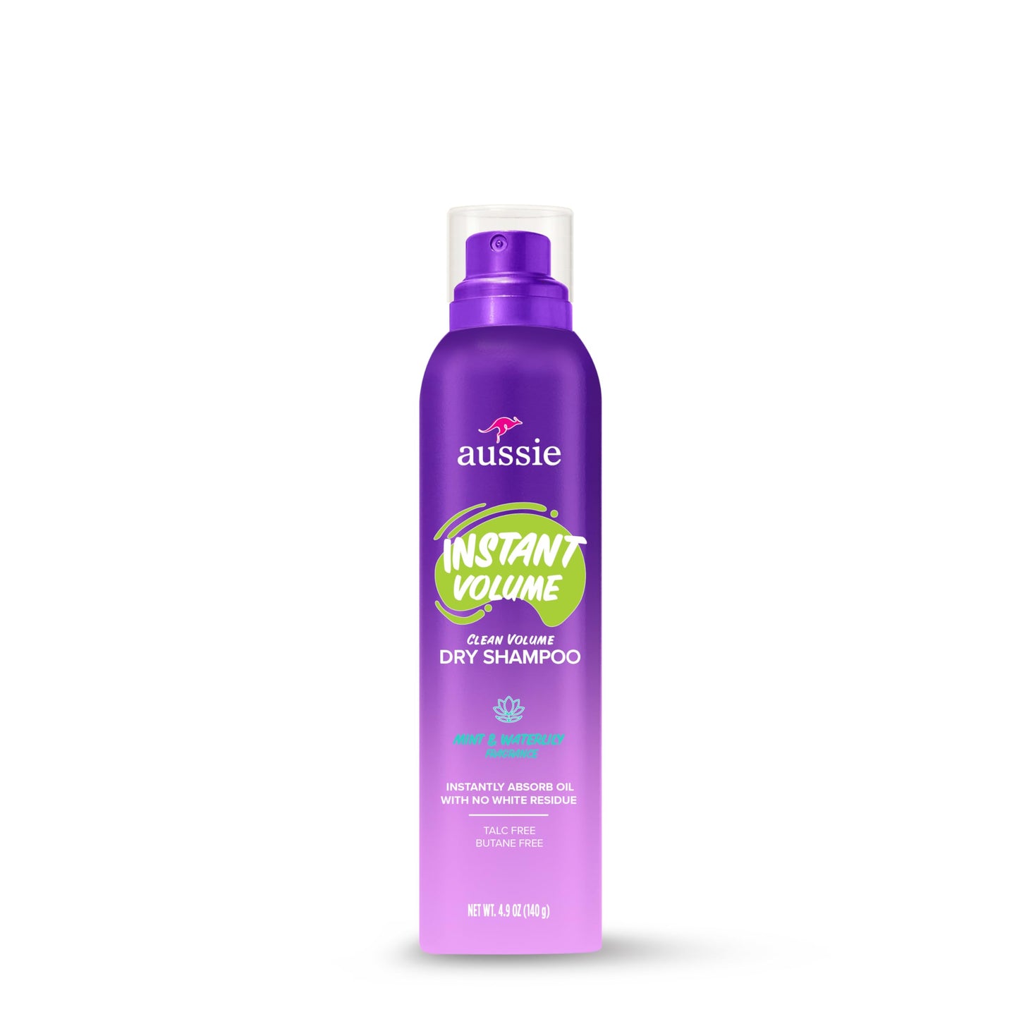 Aussie Instant Volume Dry Shampoo, Clean Volume, Talc-Free, Butane-Free, for Straight, Wavy and Curly Hair, 4.9oz