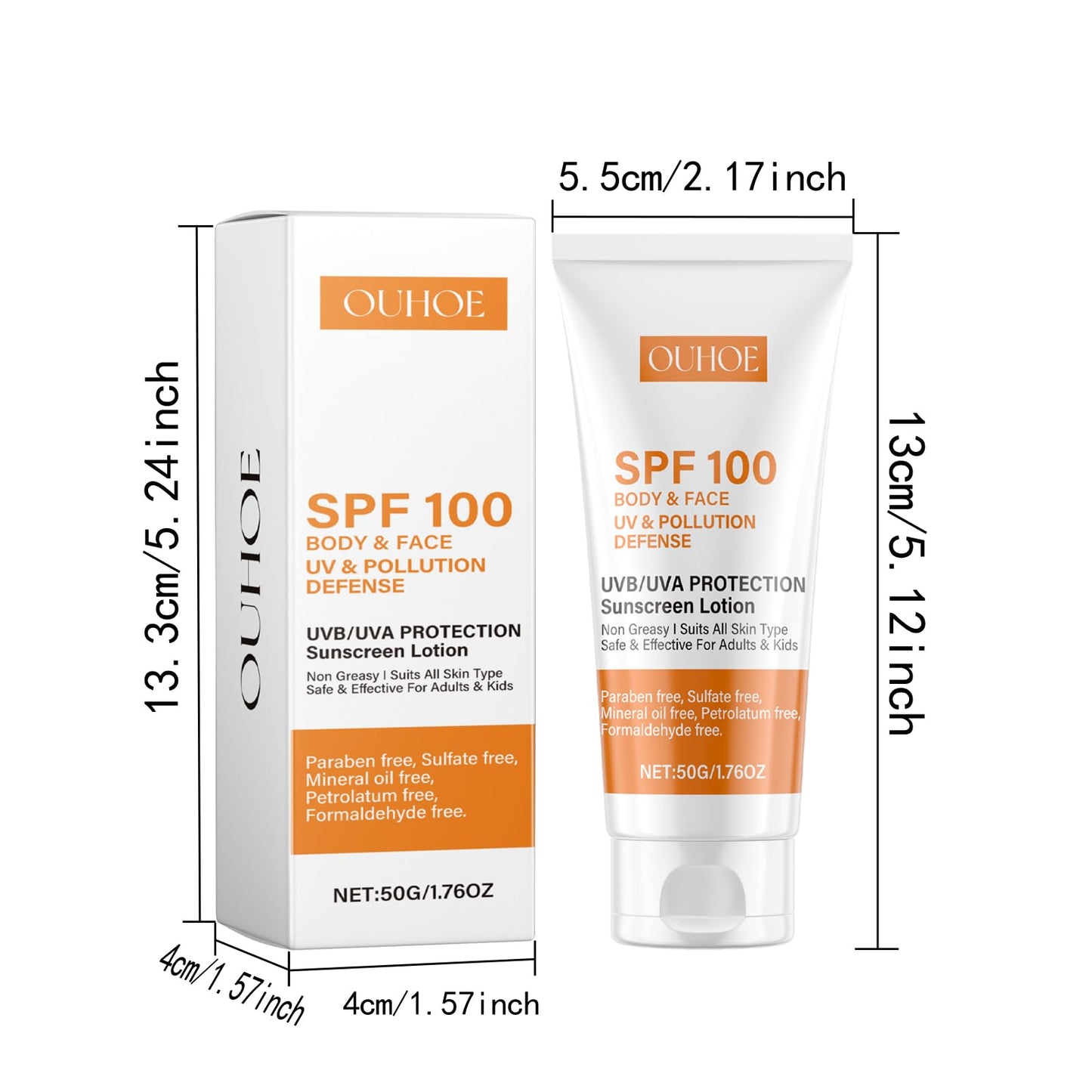 Antioxidant-Infused Sunscreen SPF 100 Broad Spectrum, Face & Body Oil-Free Oxybenzone-Free, Designed for Sun Sensitive Skin