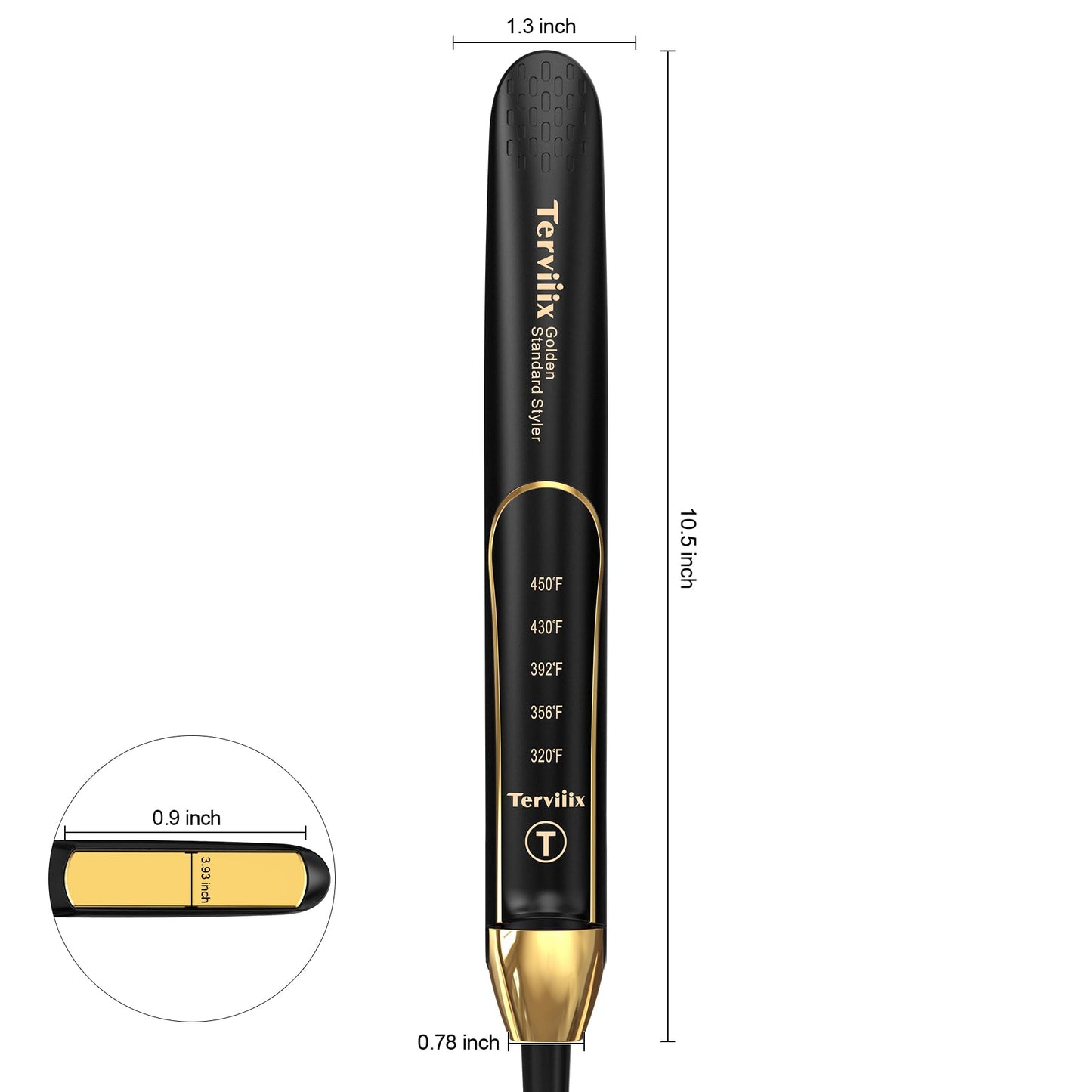 Terviiix 100% Titanium Flat Iron, 24K Salon Professional Hair Straightener and Curler 2 in 1, Non-Snagging Straightening Iron for One Swipe, 15s Ultra Fast Heating, Dual Voltage, Auto Shut Off, 1''