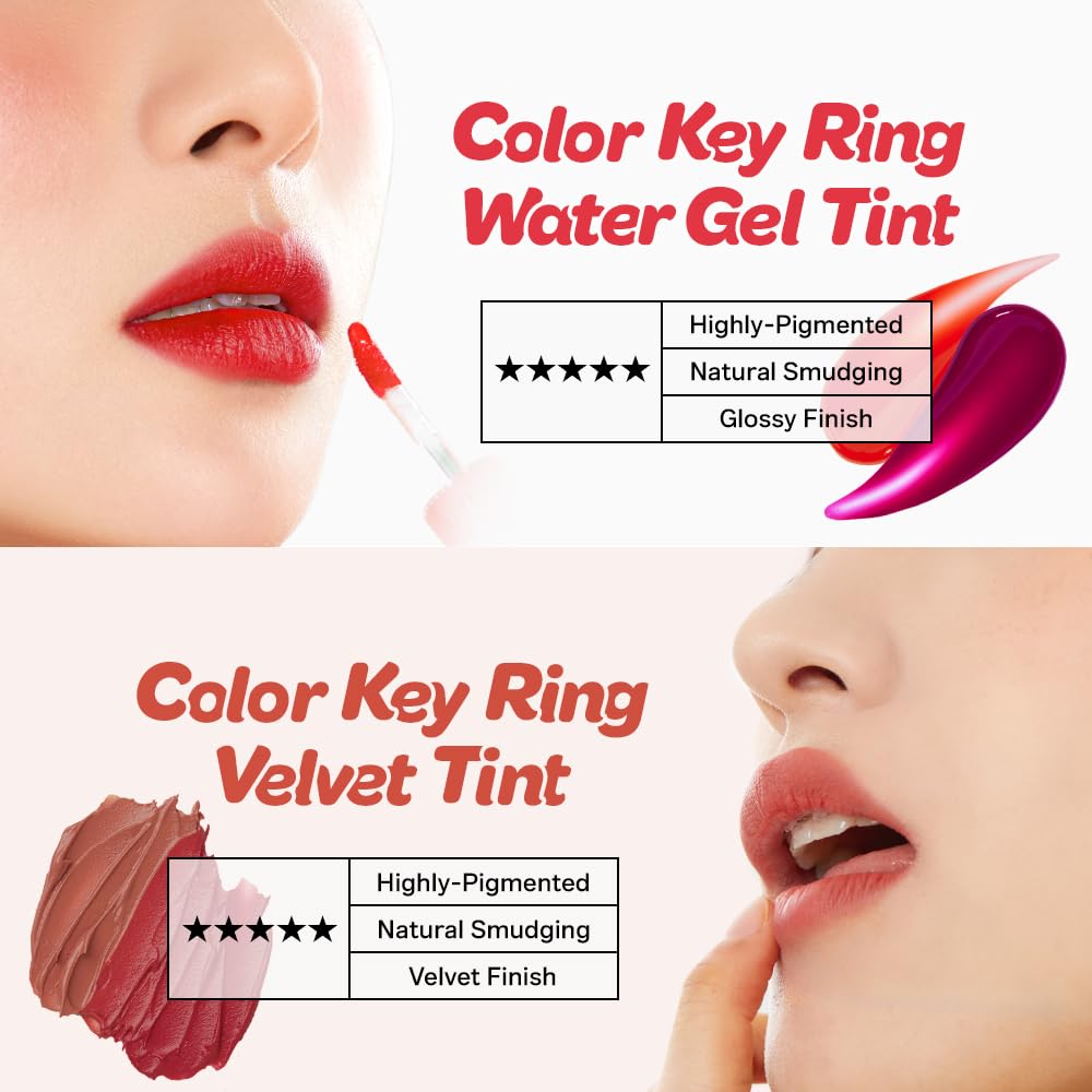 I'M MEME Color Key Ring Water Gel Lip Tint - 05 Berry Compote | Long Lasting Lip Gloss, Hydrating Glossy Finish, Kbeauty, Cute Korean Makeup, Compact, Portable Keychain, Travel-Friendly, Gift, 0.09 Oz