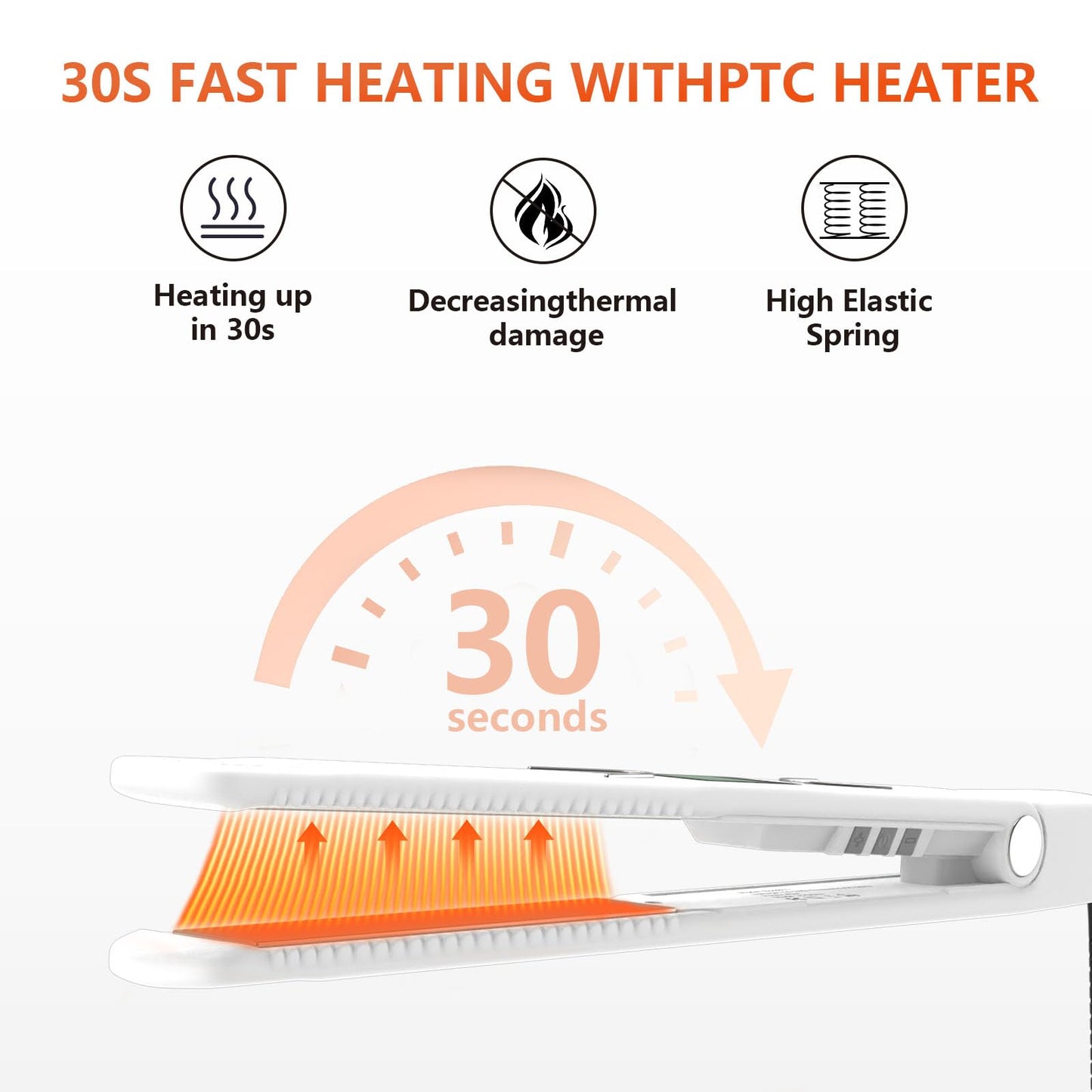 Huvcy 1 Inch Hair Straightener, Fast Heating Dual Voltage Hair Straightening, Flat Iron Titanium Hair Straightener, Reduces Frizz, Makes Hair Shinier and Smoother, White