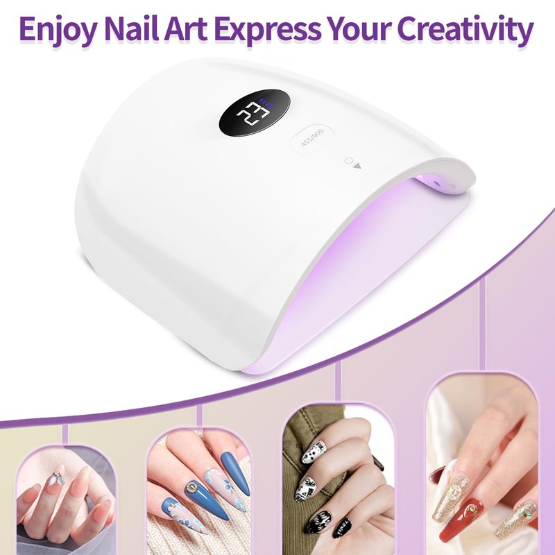 LASONAS Cordless UV LED Nail Lamp, 48W Professional Rechargeable Nail Lamp 48W UV Light for Gel Nails, 24 LED Gel Curing Light, Smart Sensor, 2 Timers, LCD Display, Removable Base for Salon & Home