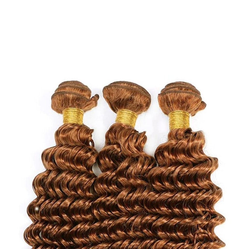 Xddnamei Augfst Virgin Weave Human Hair Bundles 300g Color 30 Light Brown Deep Wave Bundles Human Hair 8 10 12 Inch 11A Unprocessed Soft Sewn In Quick Weave Hair Bundles for Black Women