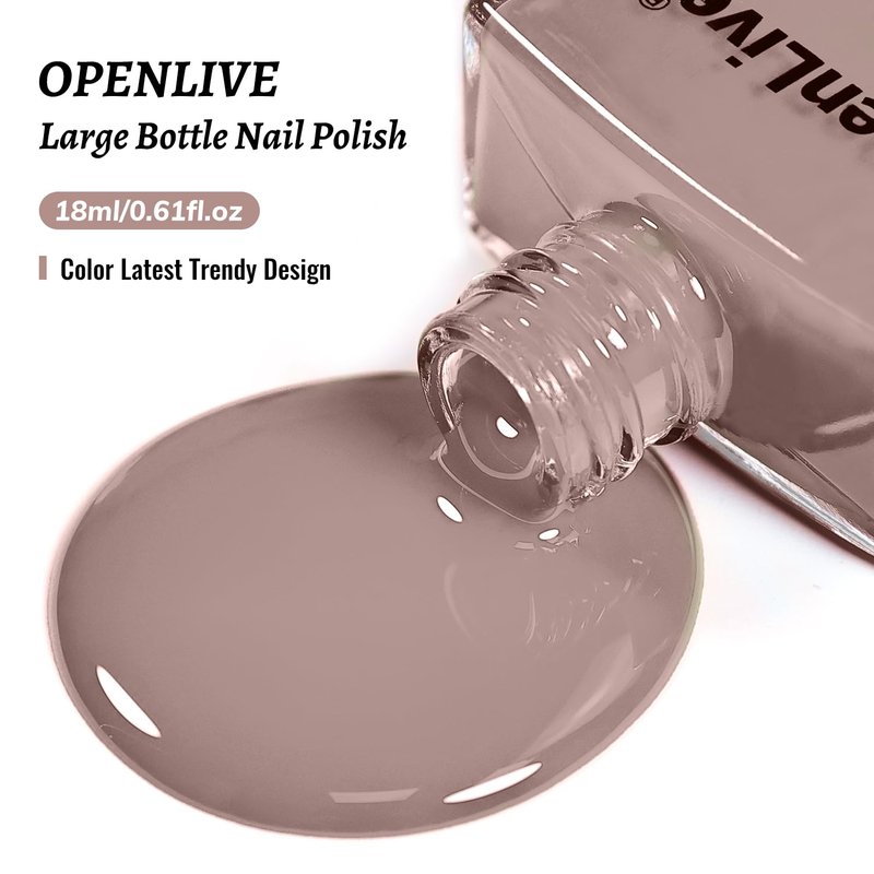 OpenLive 18ml Light Brown Nail Polish Large Volume Quick Dry Nail Polish, Long Lasting Shine, Fingernail Toenail Nail Art DIY Home Travel Nail Art Gift