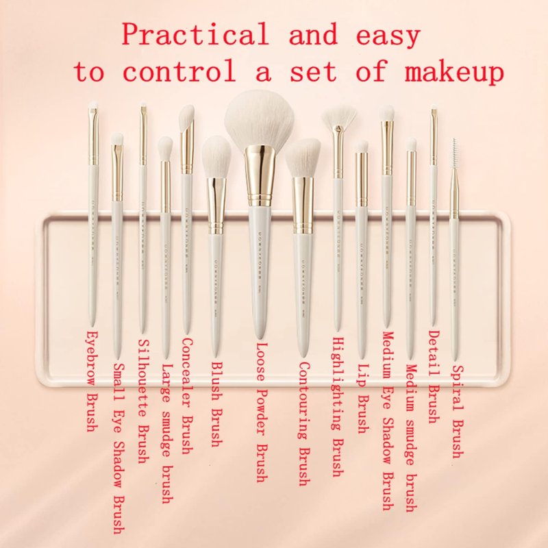 RIJAHO Makeup brush gift set: 14 piece professional makeup brush advanced synthetic kabuki brush set foundation make-up powder blusher eye shadow concealer high gloss brush mixed makeup brush set
