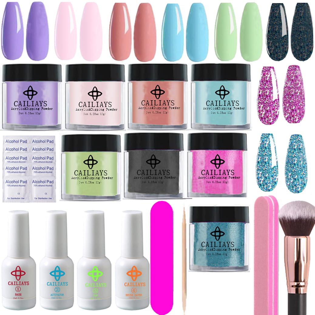 26-Piece Glitter Dip Powder Nail Kit - 8 Colors, Long-Lasting Manicure, No UV Lamp Needed