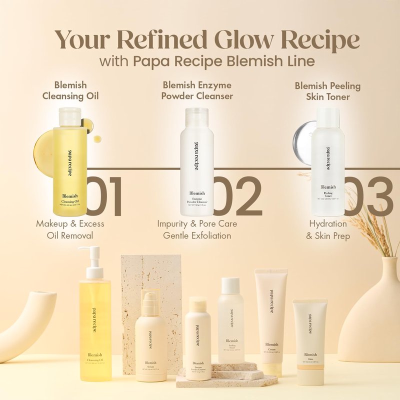 Papa Recipe Blemish Enzyme Powder Cleanser (1.7oz/50g) – Travel-Friendly Korean Powder-to-Foam Face Wash, Rice Powder for Radiant-Looking Skin, Gentle Exfoliation, Smooth Texture & Pore Care