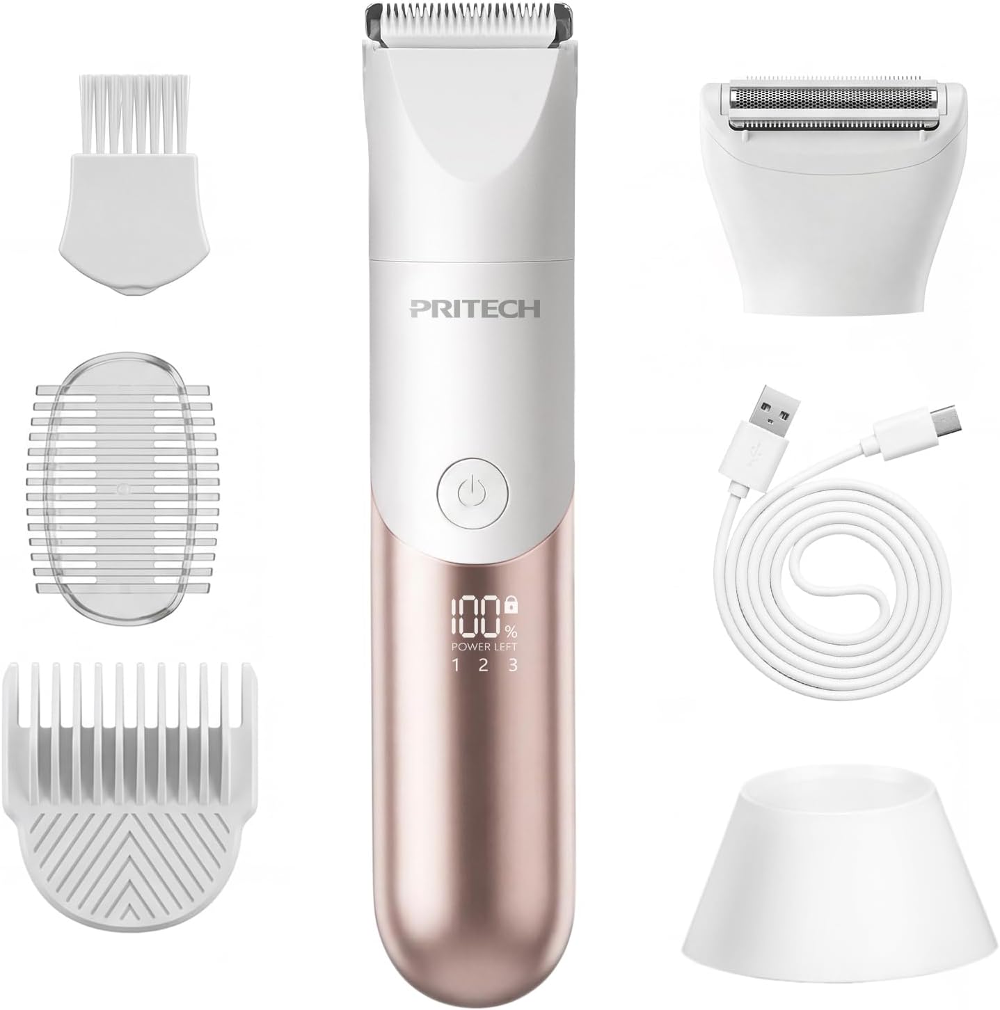 Bikini Trimmer for Women - 2-in-1 Rechargeable Electric Razor | Waterproof Shaver with Ceramic Blades, Travel Lock