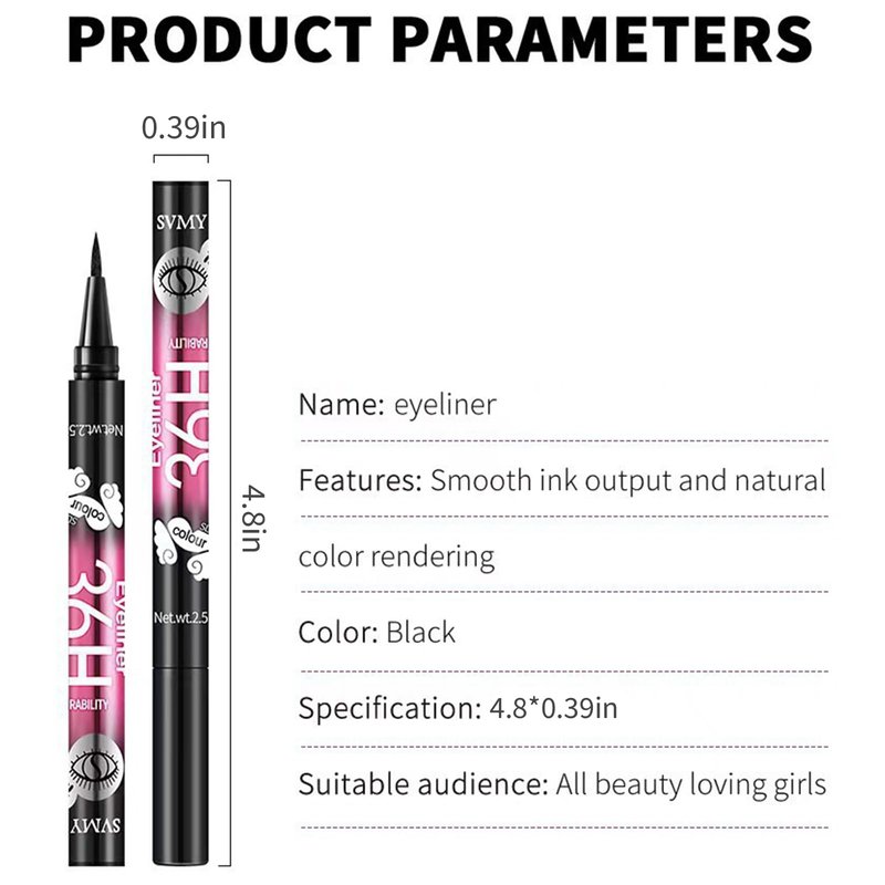PWYSHXDF 12 Pcs Black Eyeliner Pen, Long-Wearing & Waterproof Eyeliner, Quick-Drying Liquid Eye Liner, Smudge-Resistant Black Eye Liner for All Skin Tones, Highly-Pigmented Eye Makeup
