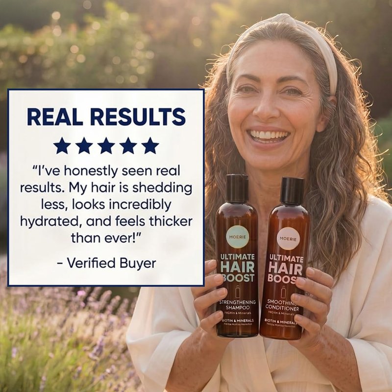 Moerie Hair Growth Shampoo and Conditioner for Women and Men, Hair Loss Solution with Biotin and Rosemary, Thickening Shampoo and Conditioner for Thinning Hair – Promotes Regrowth