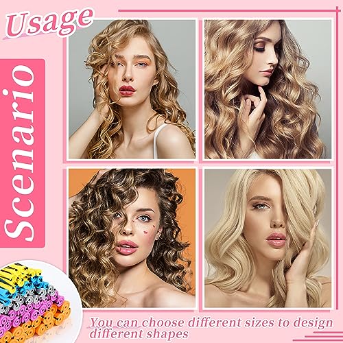 Tigeen 300 Pcs Perm Rods for Natural Hair Plastic Hair Rollers, No-Heat Small Curling Rods Cold Wave Rod for Women DIY Styling Hairdressing Tools (0.27,0.35,0.59,0.7,0.86 inch,Mix Color)