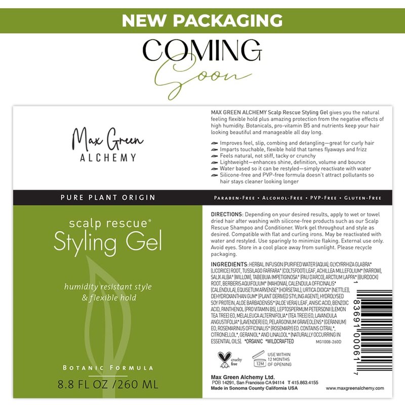 Scalp Rescue Styling Gel, Organic Unisex Formula Controls Frizz and Fly Away Hair, Curly Hair Community Favorite Gives Flexible Natural Hold, Fights Humidity, Alcohol Free & Water Based | 8.8 Fl Oz