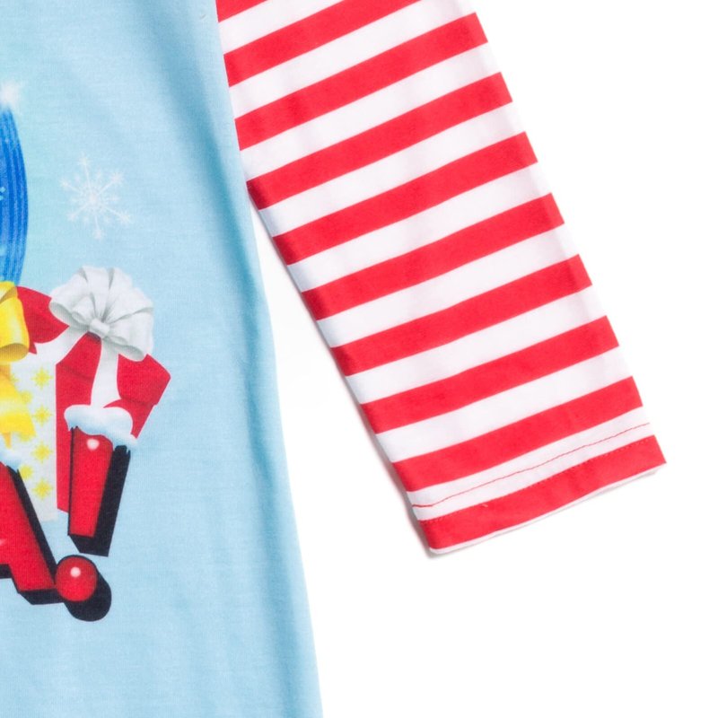 Elf Big Girls' Holiday Raglan Long Sleeve Graphic Sleep Shirt Buddy Light Blue 14-16