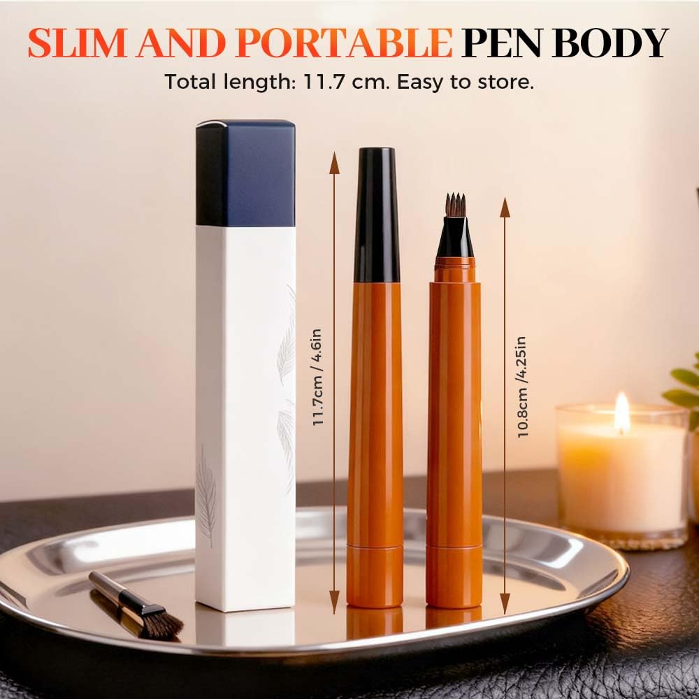 2Pcs Eyebrow Pencil, Upgrade 3D Magic Eyebrow Tattoo Pencils 4 Tip Eye Brow Pen, Long-Lasting Fine Stroke Microblade Eyebrow Pencil for Makeup Last All Day (Black)
