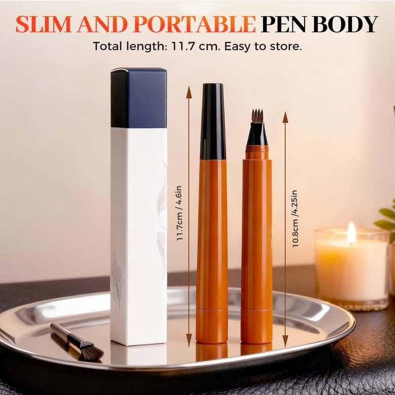 2Pcs Eyebrow Pencil, Upgrade 3D Magic Eyebrow Tattoo Pencils 4 Tip Eye Brow Pen, Long-Lasting Fine Stroke Microblade Eyebrow Pencil for Makeup Last All Day (Black)