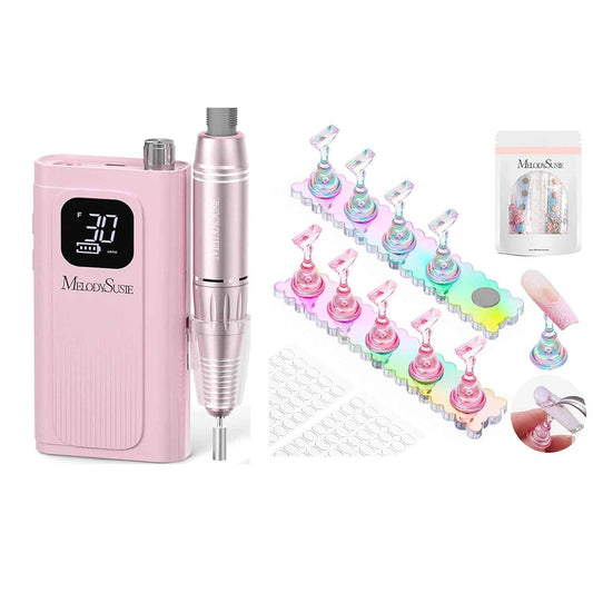 MelodySusie 30000 RPM Professional Rechargeable Nail Drill with Stand for Press-On Nails