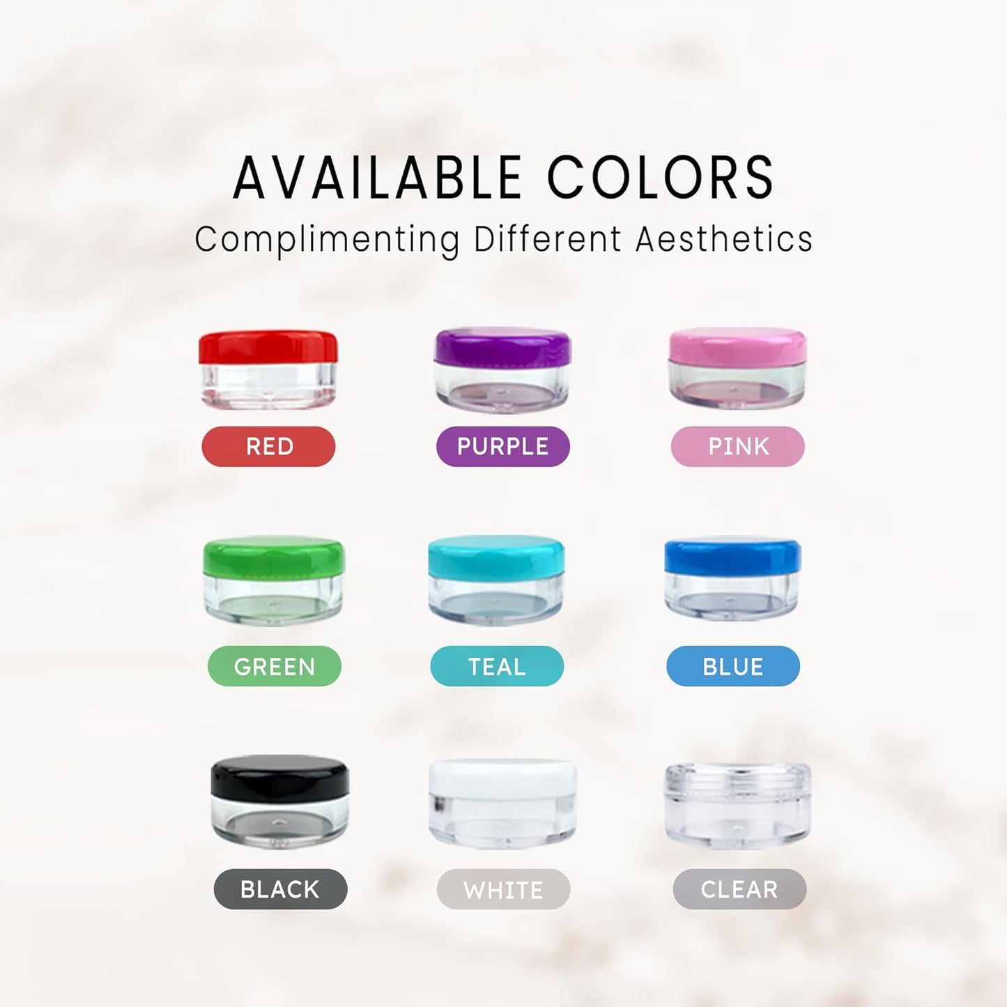 Beauticom Round Clear Jars - 5G/5ML with Black Lids for Beads, Gems & Crafts | 200-Pack
