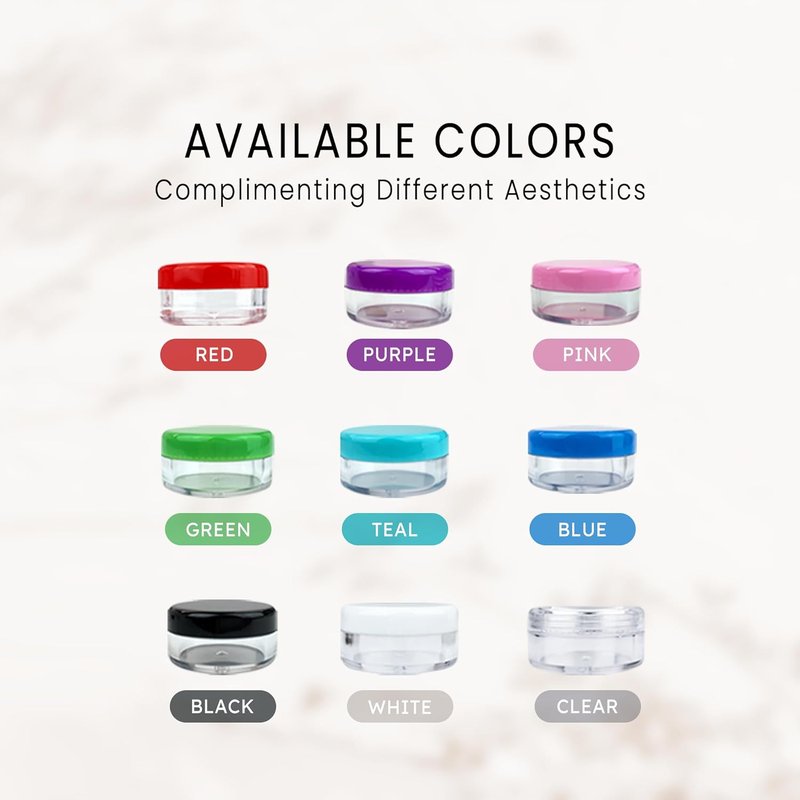 Beauticom Round Clear Jars - 5G/5ML with Black Lids for Beads, Gems & Crafts | 200-Pack