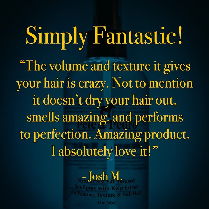 Pete & Pedro SALT - Natural Sea Salt Spray for Hair Men & Women, Adds Instant Volume, Texture, Thickness, & Light Hold | Texturizing & Thickening | As Seen on Shark Tank, 2.0 oz.