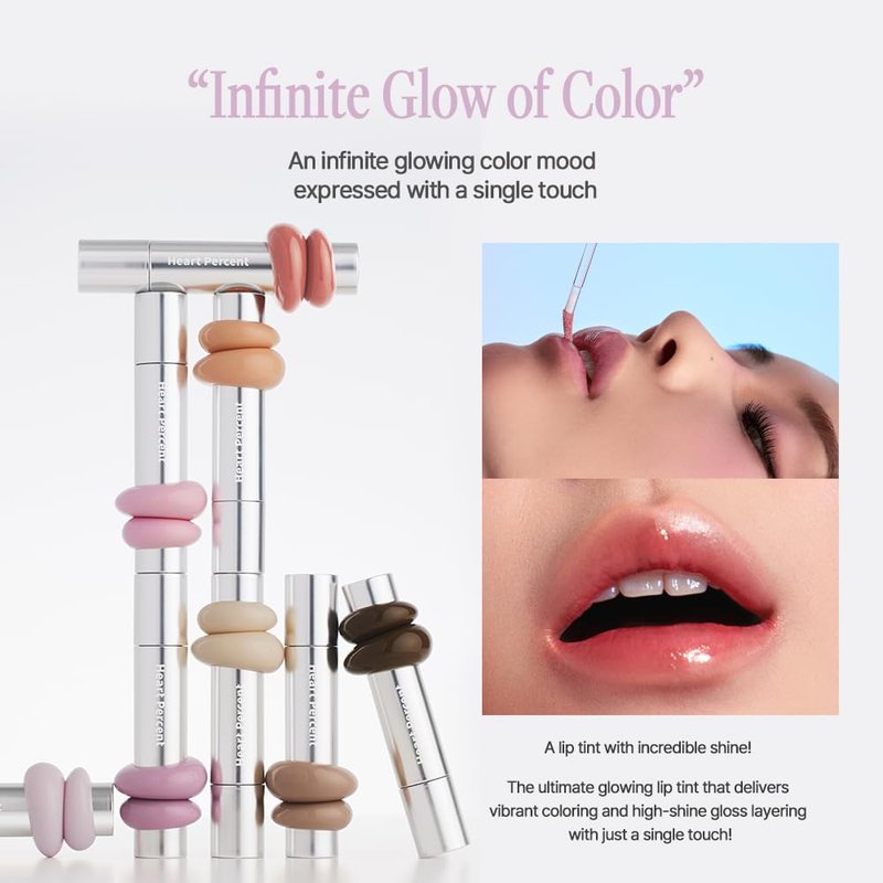 Heart Percent Dote On Mood One Way Glowy Tint, Glass-like High Shine Glossy Finish w/Long-Lasting Luminous Color Lip Stain for Glowy Look, #11.Dawn Mauve