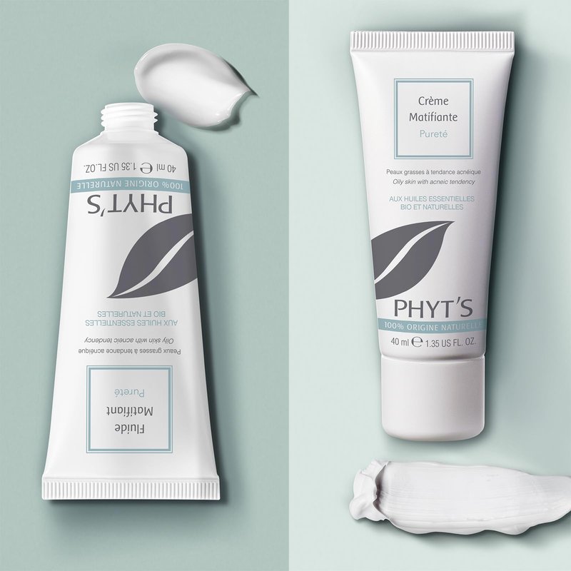 Phyts Purity Mattifying Fluid - Face Moisturizer for Oily Skin - Face Cream with Absorbent Silicas and Essential Oils - Refines Skin Texture - 1.35 oz