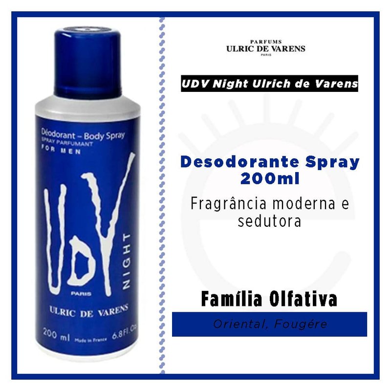 UDV Ulric De Varens Night 200ml Deodorant Spray, Deodorant For Him