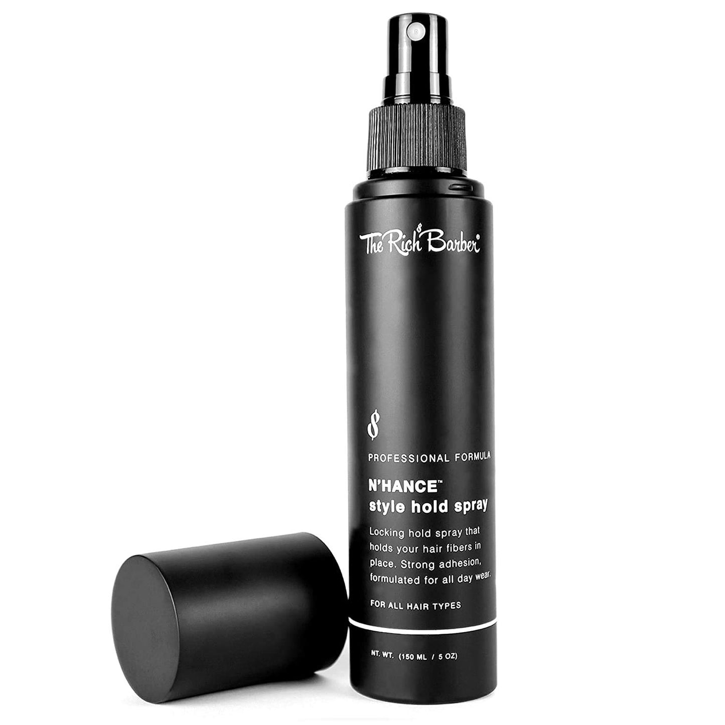 The Rich Barber N’Hance Hold Spray for Hair Building Fibers - Long Lasting Locking & Setting Hold Spray for Natural Concealing Hair Thickening Fibers (5 oz.)