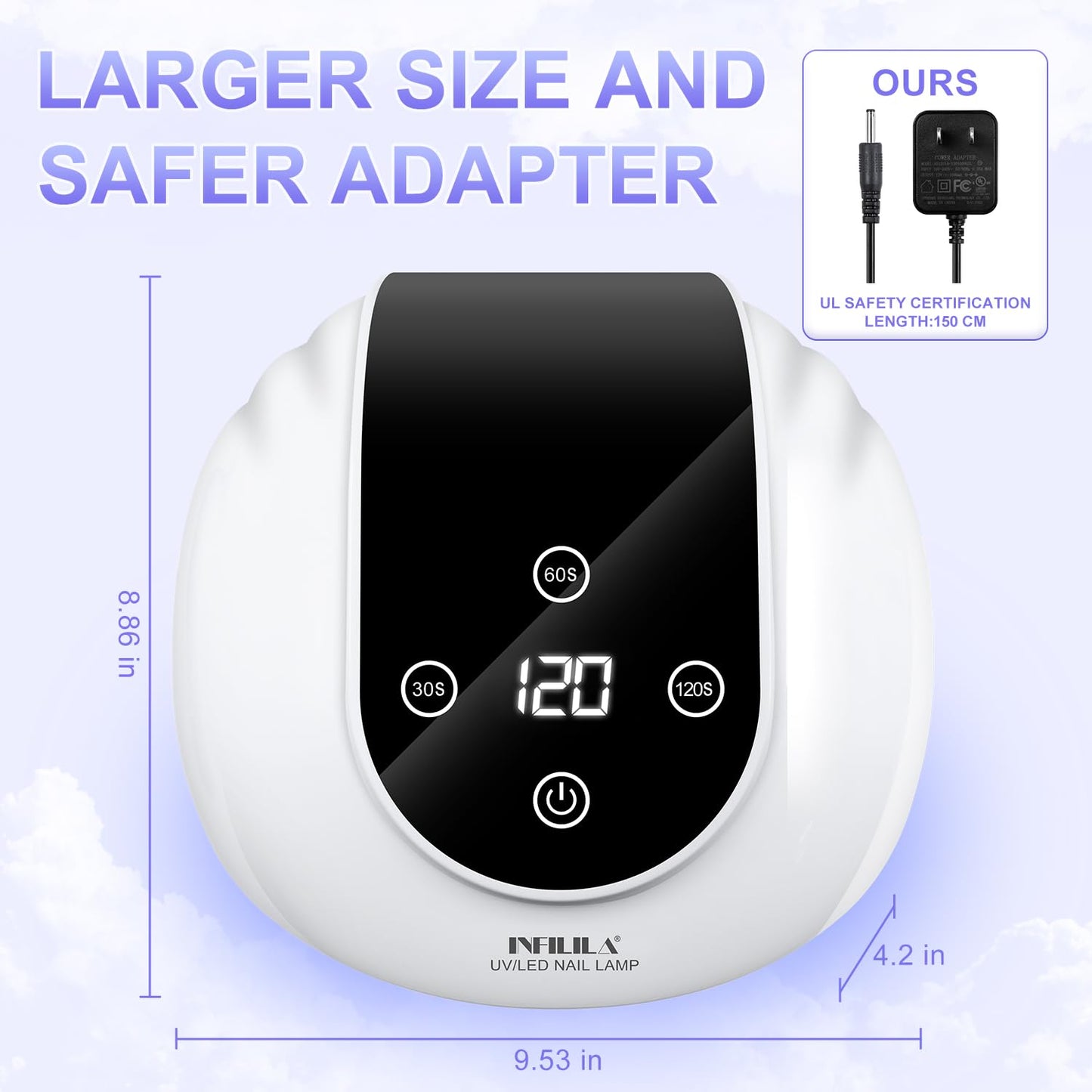 NXJ INFILILA 268W Nail Lamps for Gel Polish Large Space, Faster UV Light for Gel Nails, Professional Flash Cure Nail Dryer with 66Pcs Lamp Beads for Hands & Feet, Quick Dry for Salon & Home