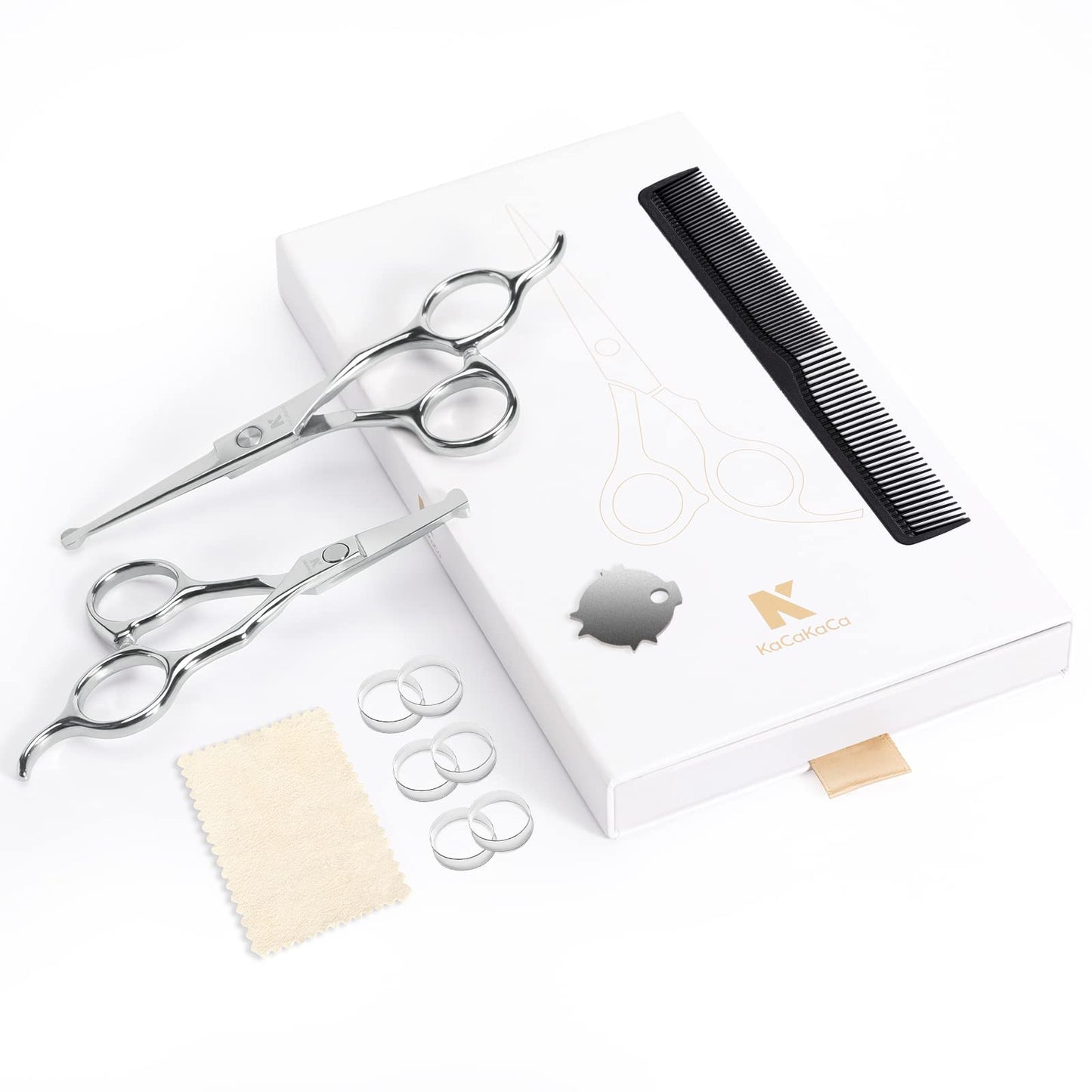 Professional Kids Hair Cutting Scissors Kit - Rounded Tips Barber Hair Cutting Shears (6.1'') & Hair Trimming Scissors (5.1'') for Babies, Toddlers, Children, Home & Salon Haircut Kit