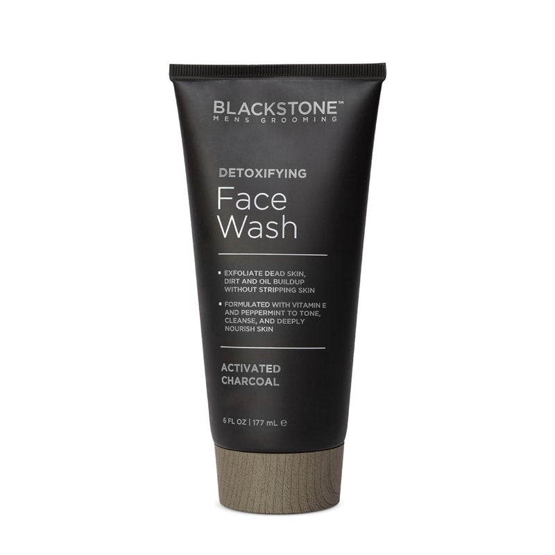 Blackstone Men's Grooming Detoxifying Face Wash with Vitamin E and Peppermint - Deep Cleansing & Exfoliating | Paraben Free, Activated Charcoal (6 Fl Oz)