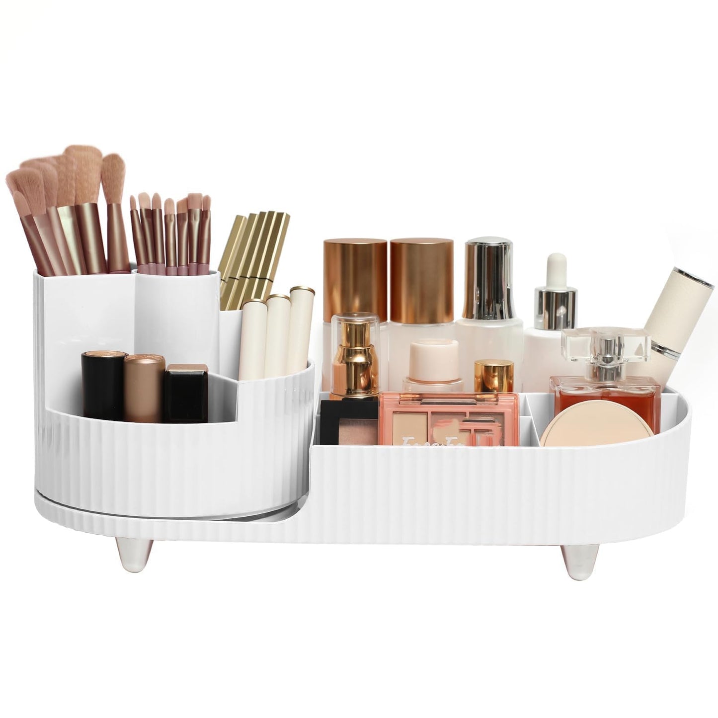 Artcochan Makeup Organizer Countertop Rotating Makeup Organizer for Vanity Large Capacity Cosmetic Display Case with Makeup Brush Holder Cosmetic Organizer Countertop(White)
