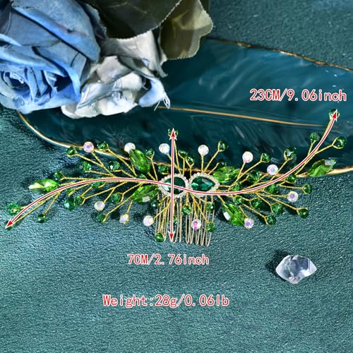 Crystal Bride Wedding Hair Comb Pearl Bridal Hair Clip Rhinestone Party Prom Hair Piece for Women and Girls (Red-847)