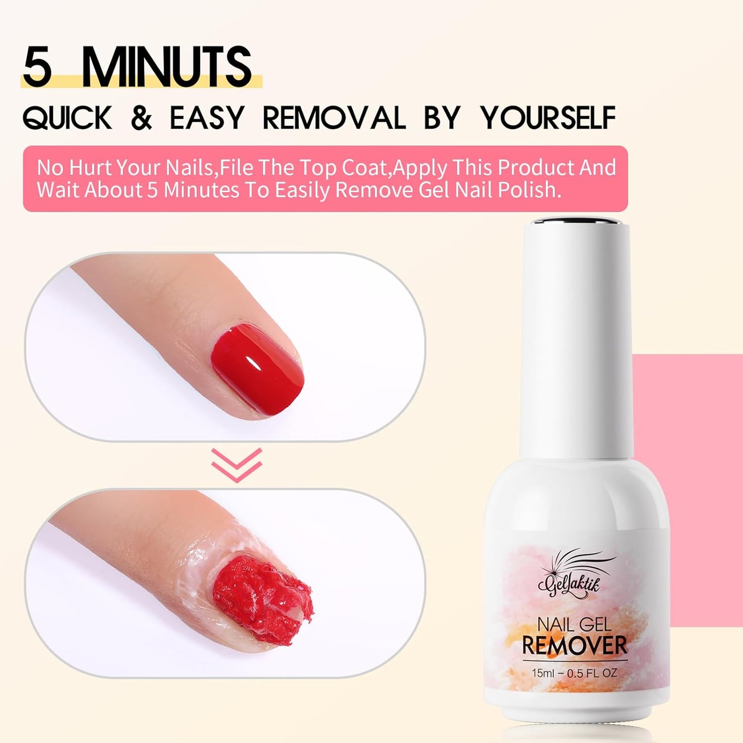 Gel Polish Remover Kit - 3 x 18ml with Cuticle Oil & Liquid Latex Tape, Fast 3-5 Min Removal