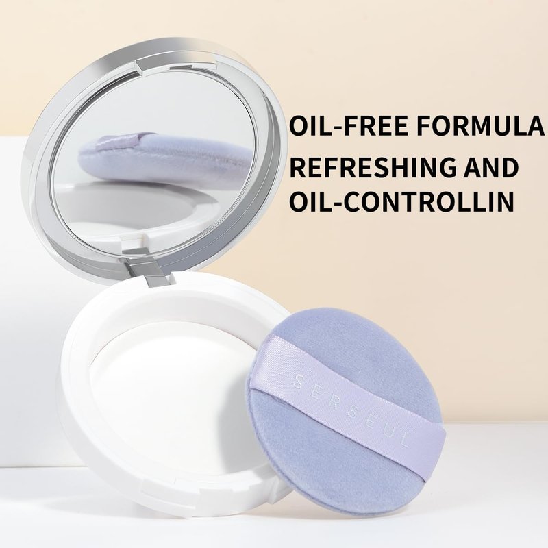 SERSEUL Translucent Setting Powder Clean Matte Pressed Powder Oil Control Face Finishing Pressed Powder with Soft Focus Effects Long Lasting Face Powder