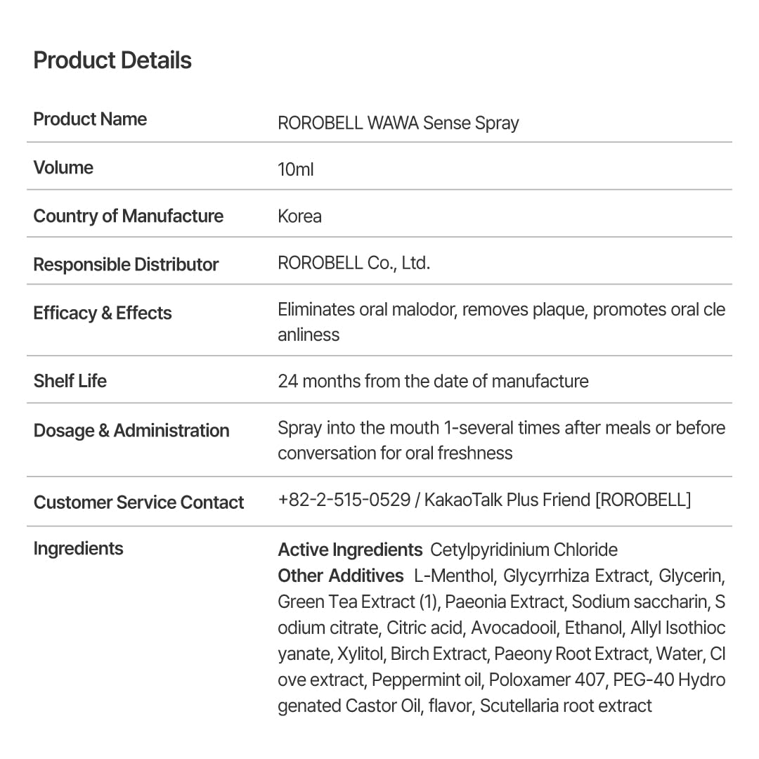 ROROBELL Wawa Sense Spray Oral Care Mouth Freshener Fights Bad breath ((1/3 Fl Oz (Pack of 5)))