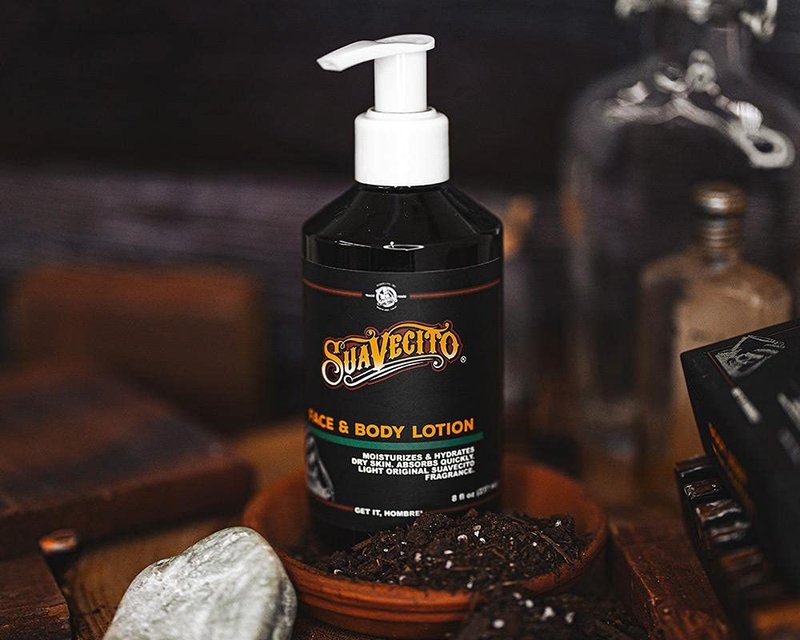 Suavecito Face & Body Lotion 8 oz. Pump Bottle - Original Scent, Skincare Lightweight Moisturizes Dry Skin, Hydrates, No Greasy Residue - Abrosbs Quickly