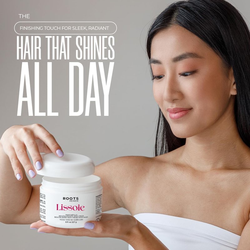 Lissoie Revitalizing Anti-Frizz Hair Mask 8 fl oz | Deep Conditioner for Dry Damaged Color-Treated Hair | Collagen, Keratin & Coconut Oil | UV Shield | Sulfate-Free, Paraben-Free, Cruelty-Free